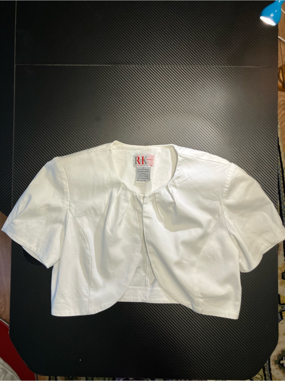 R&K White Cropped Short-Sleeve Bolero Jacket